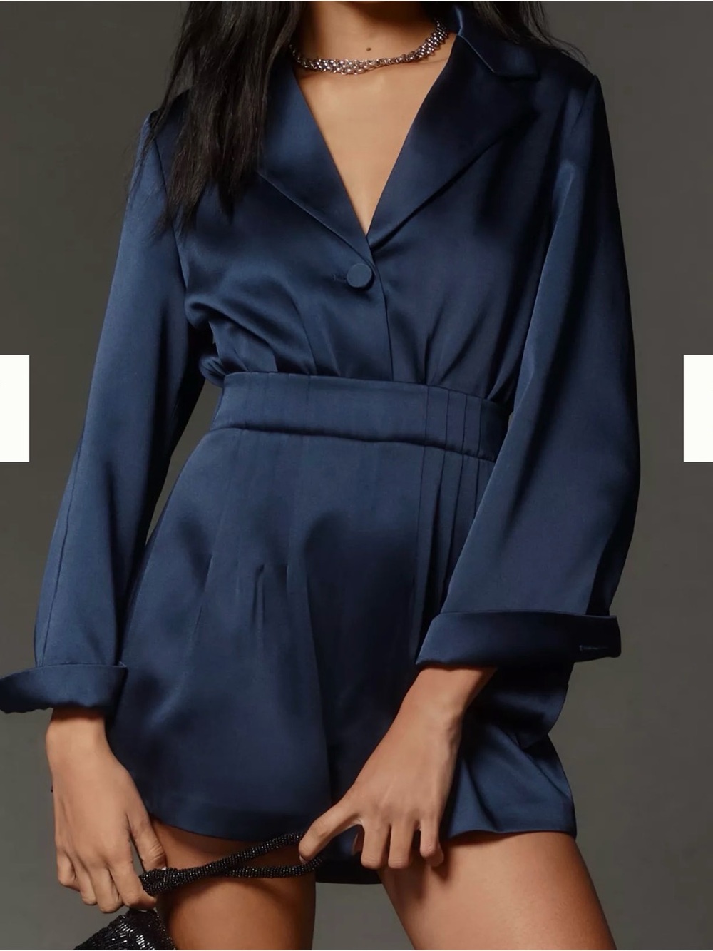 Mare Mare Satin V-Neck Blazer Romper